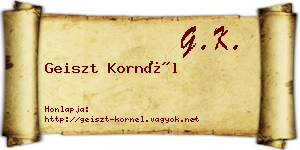 Geiszt Kornél névjegykártya